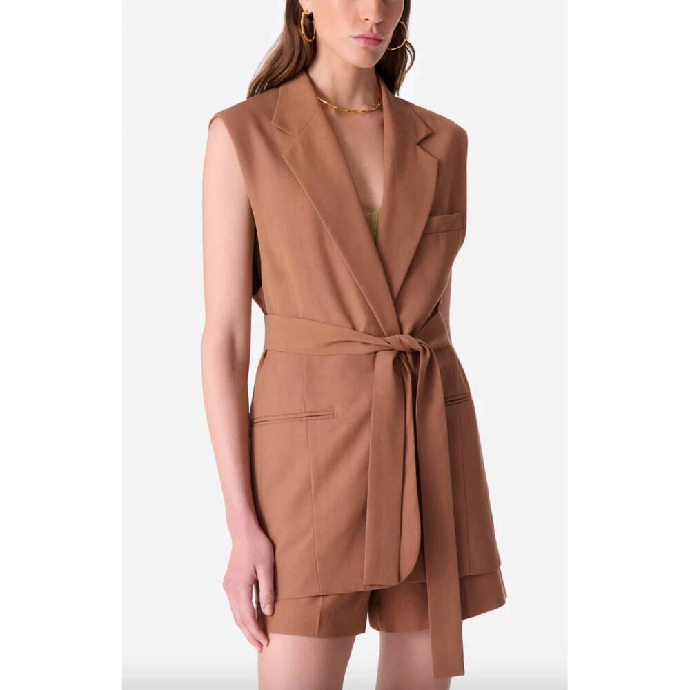 NEW VANESSABRUNO christen sleeveless jacket in caramel